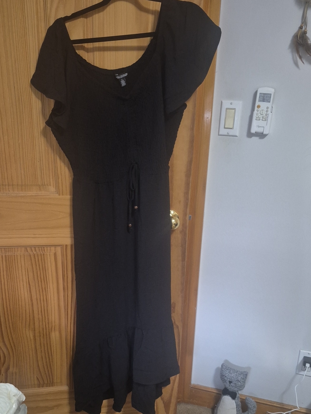Nina Leonard Black Maxi Dress with Ruffle Hem